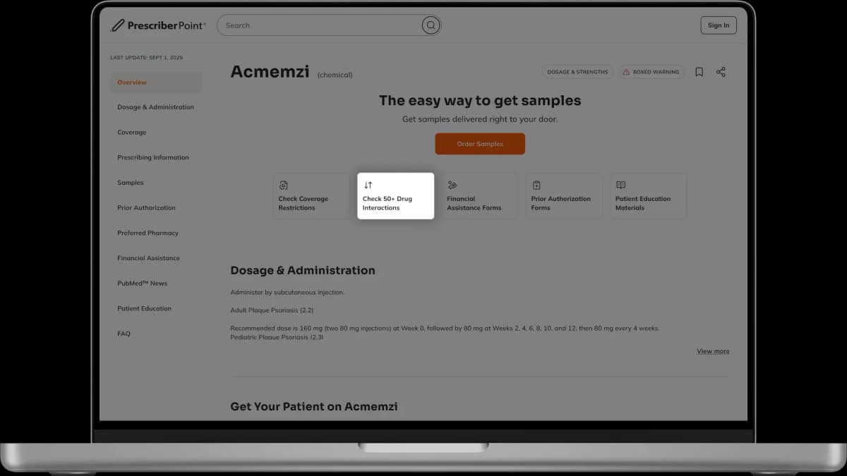 PrescriberPoint drug interaction checker showing severity levels